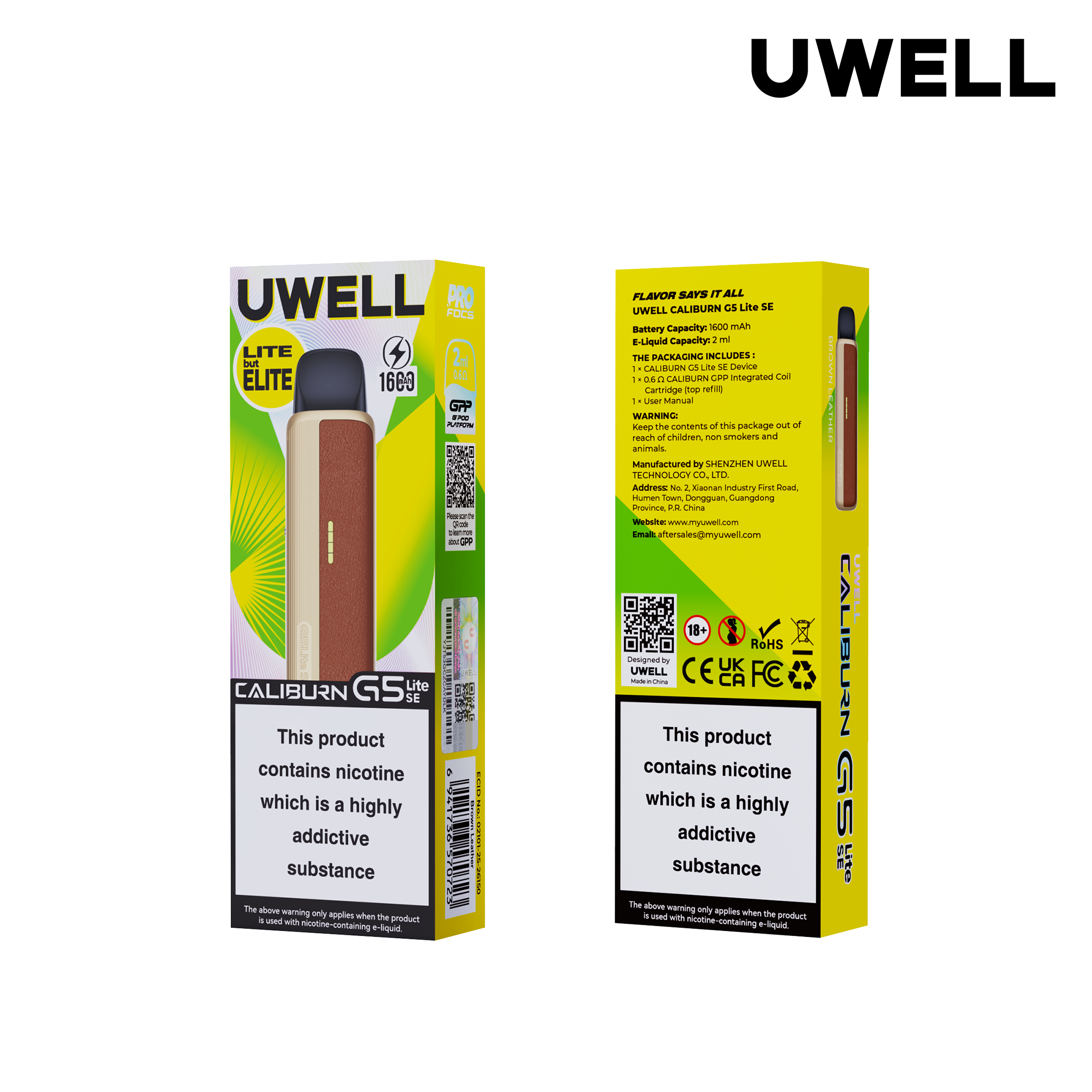 Uwell Caliburn G5 Lite SE Brown Leather – Originalverpackung