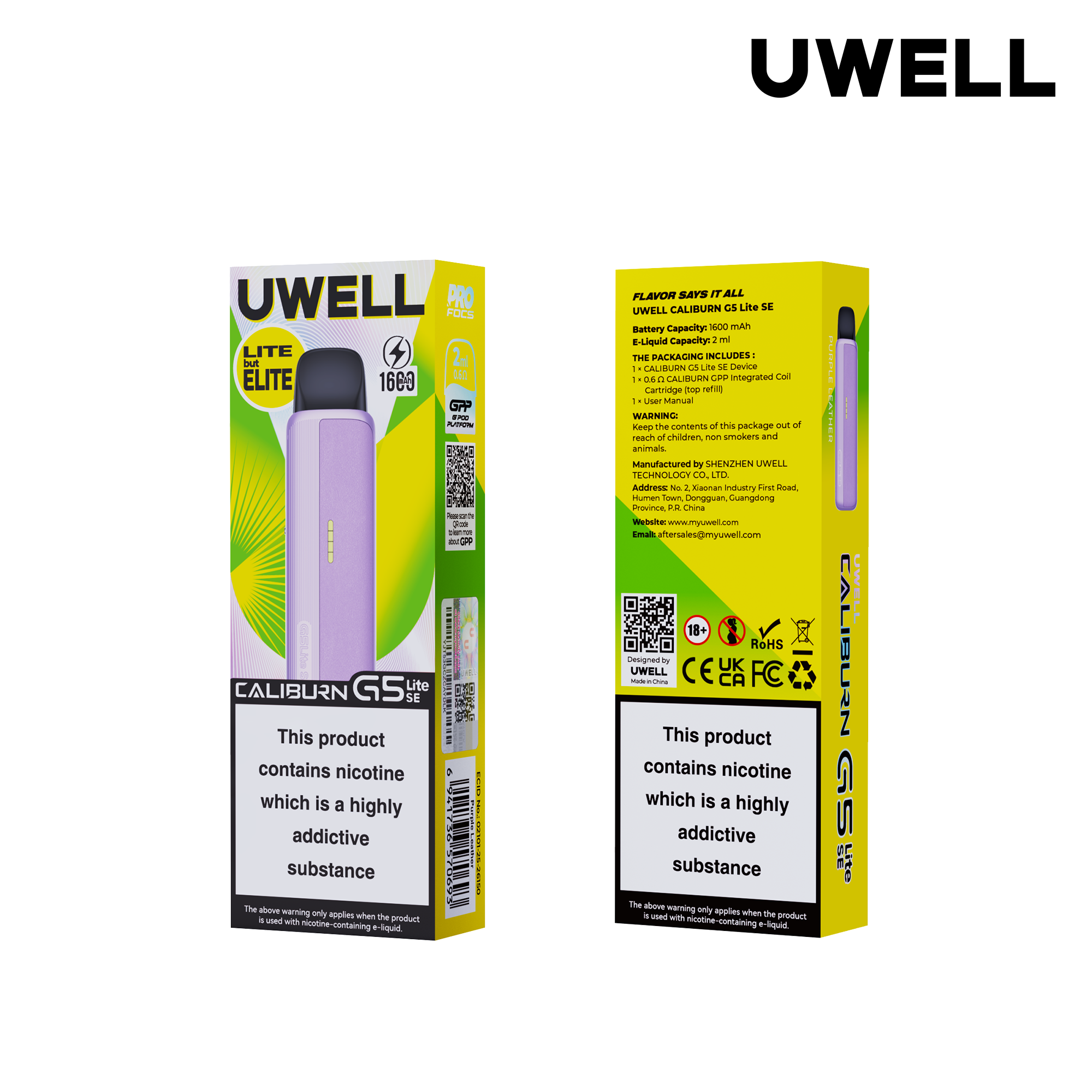 Uwell Caliburn G5 Lite SE Purple Leather – Originalverpackung