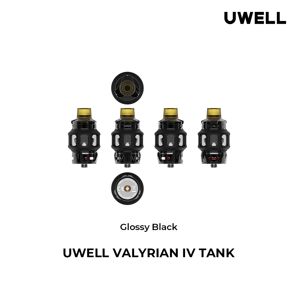 Uwell Valyrian IV Tank Glossy Black – alle Ansichten