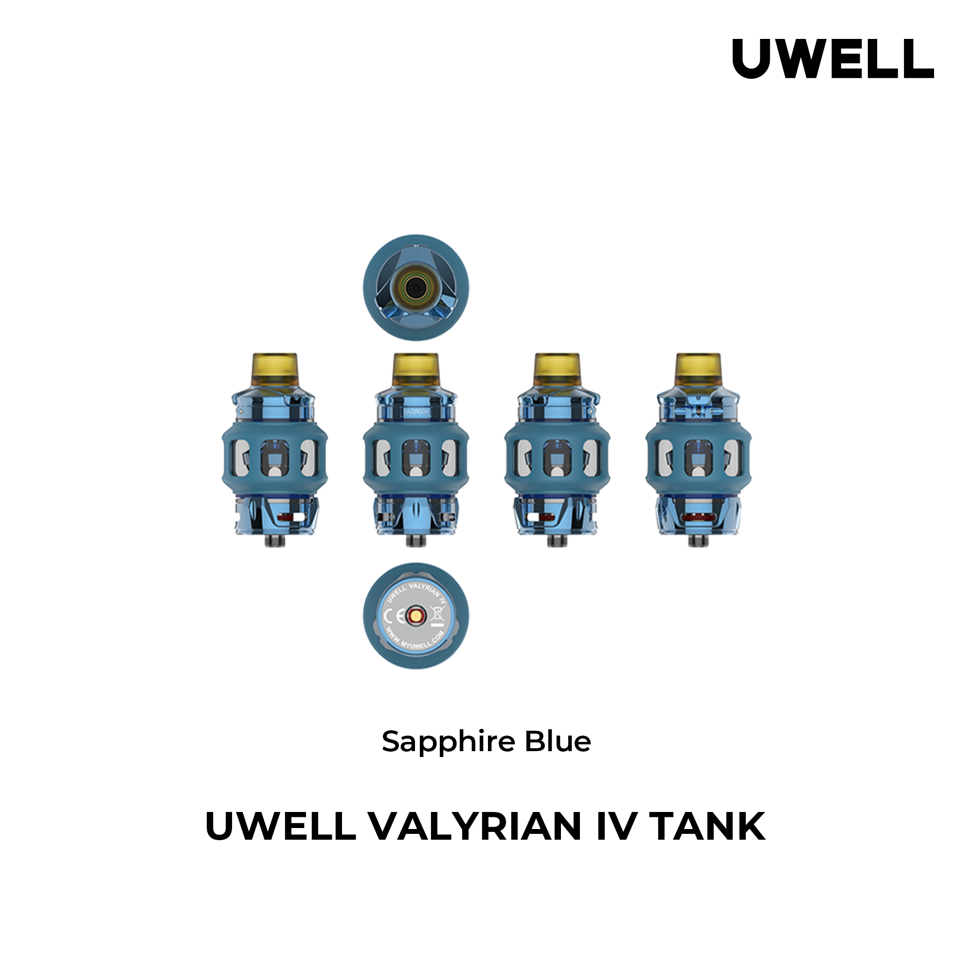 Uwell Valyrian IV Tank Sapphire Blue – alle Ansichten